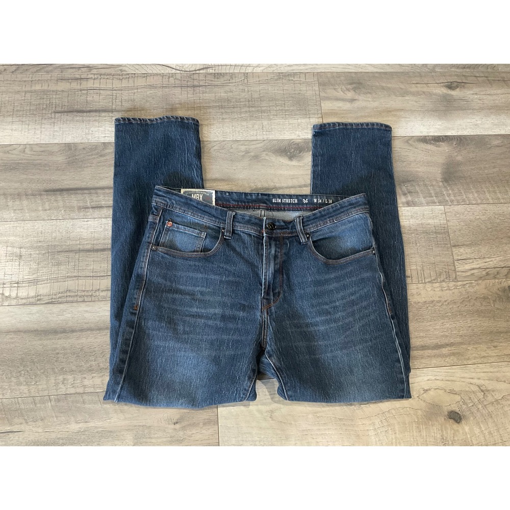 MBX Slim Stretch Jeans Mens‎ 34x30 Dark Wash Premium Denim Blue XCD92502201